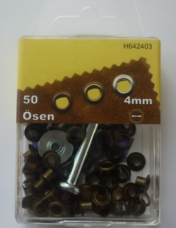 Ã–sen mit Scheiben 04mm (50 Stuck), Altmessing